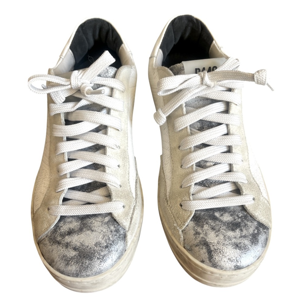 P448 White Woven Leather Low Top Sneakers Size 37 US 6.5–7